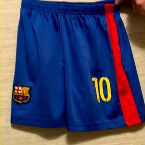 Kids Barcelona gently used soccer shorts.